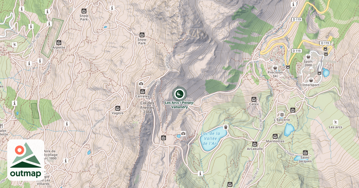 Map of Les Arcs / Peisey-Vallandry