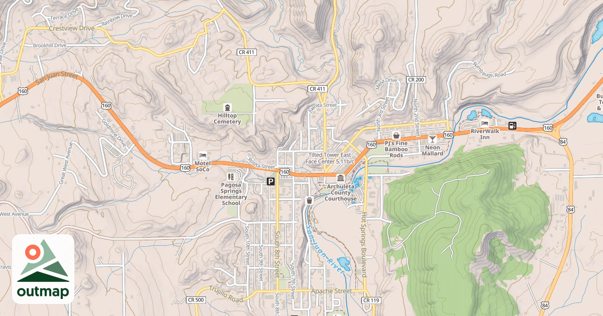 Map of Tilted Tower East Face Center