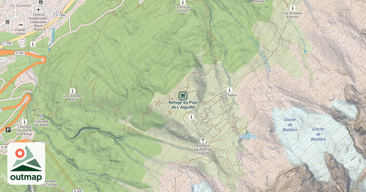 Map of Refuge du Plan de L'Aiguille