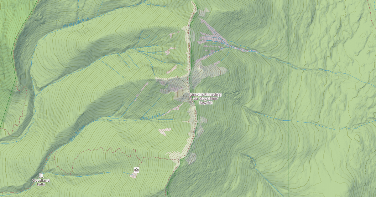 Map preview of Lincoln's Pinnacle(s) via "Guy's Slide"