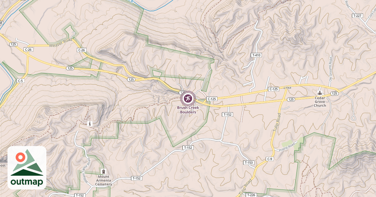 Map of Brush Creek Boulders
