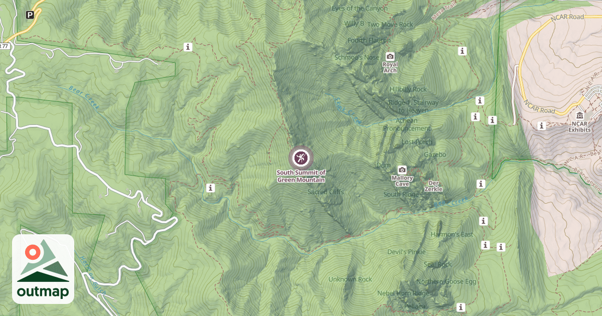 Map of South Summit of Green Mountain