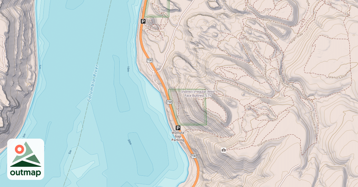 Map of Indirect Irregular West Face Buttress