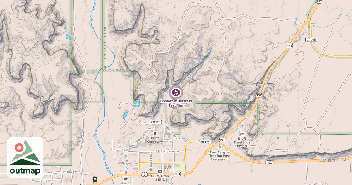 Map of Breakfast Buttress (East Rim)