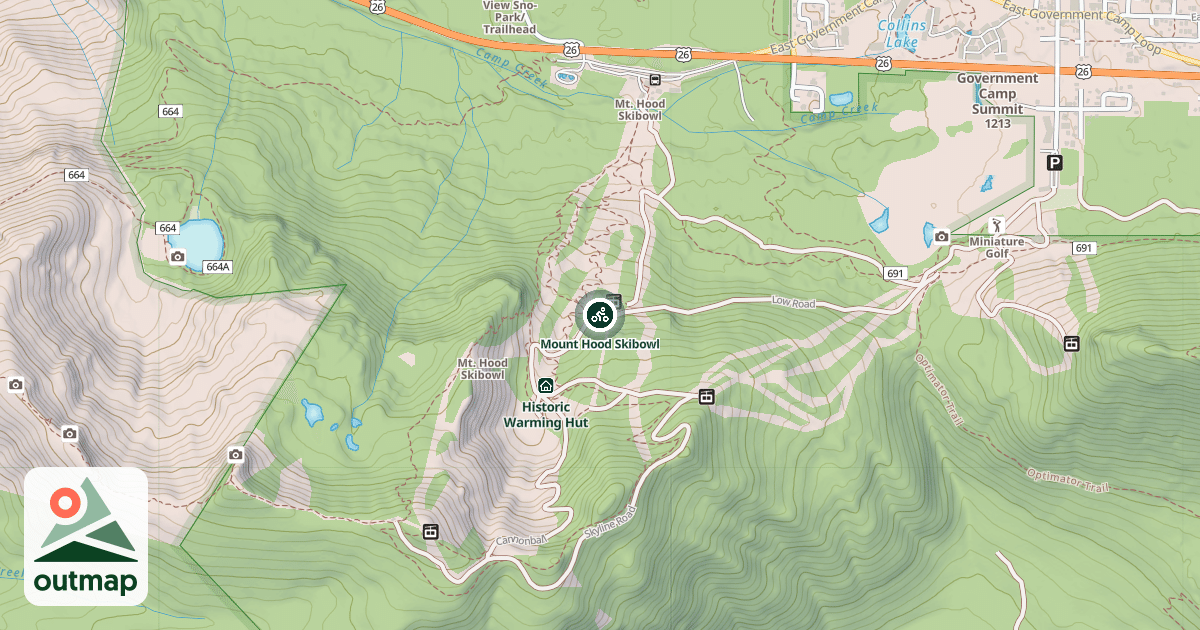 Map of Mount Hood Skibowl
