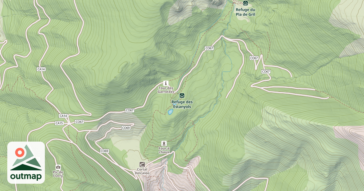 Map of Refuge des Estanyols