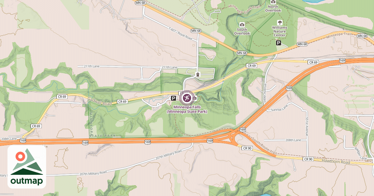 Map of Minneopa Falls (Minneopa State Park)