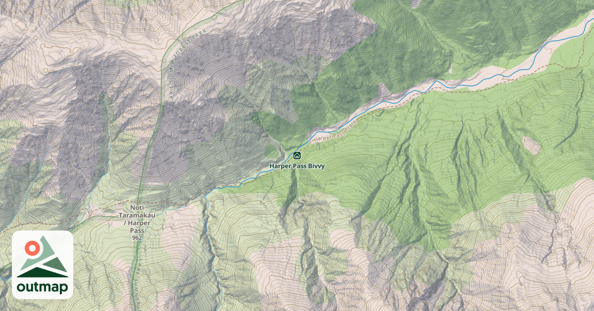 Map of Harper Pass Bivvy