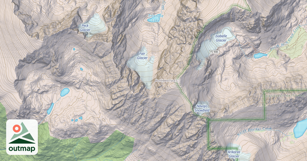 Map of Northwest Face