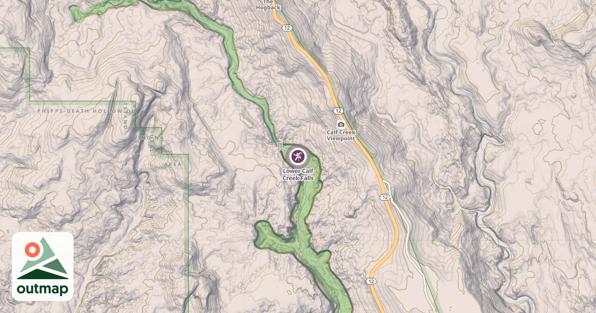Map of Lower Calf Creek Falls