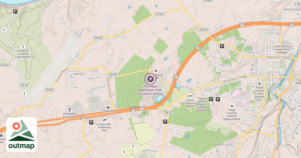 Map of The Rope Adventure Park at Luray Caverns