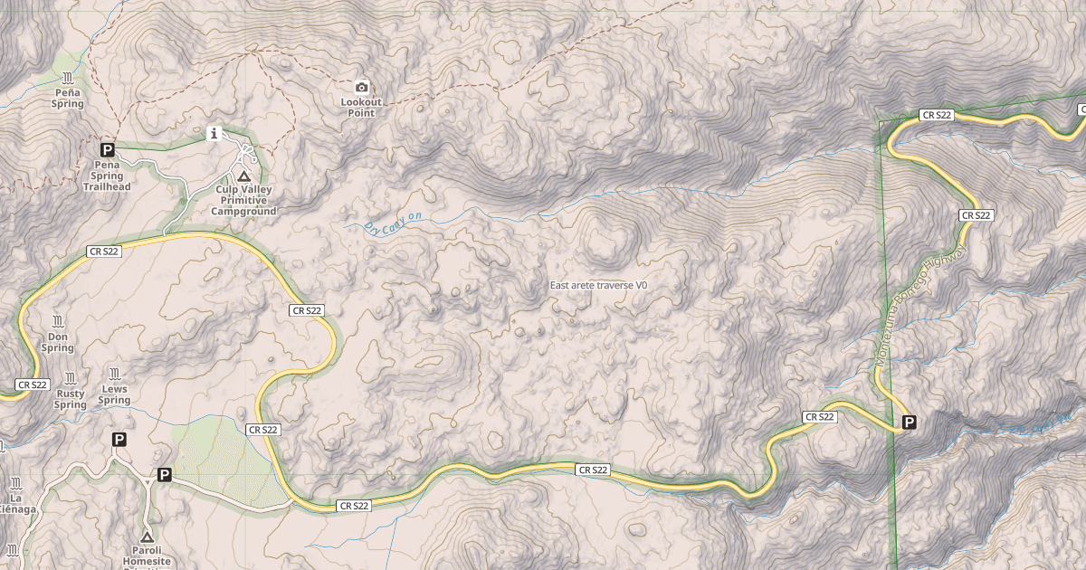 Map preview of East arete traverse