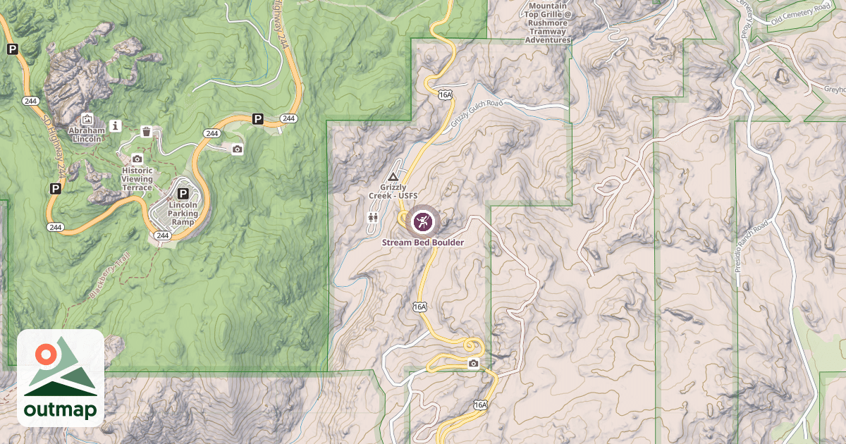 Map of Stream Bed Boulder