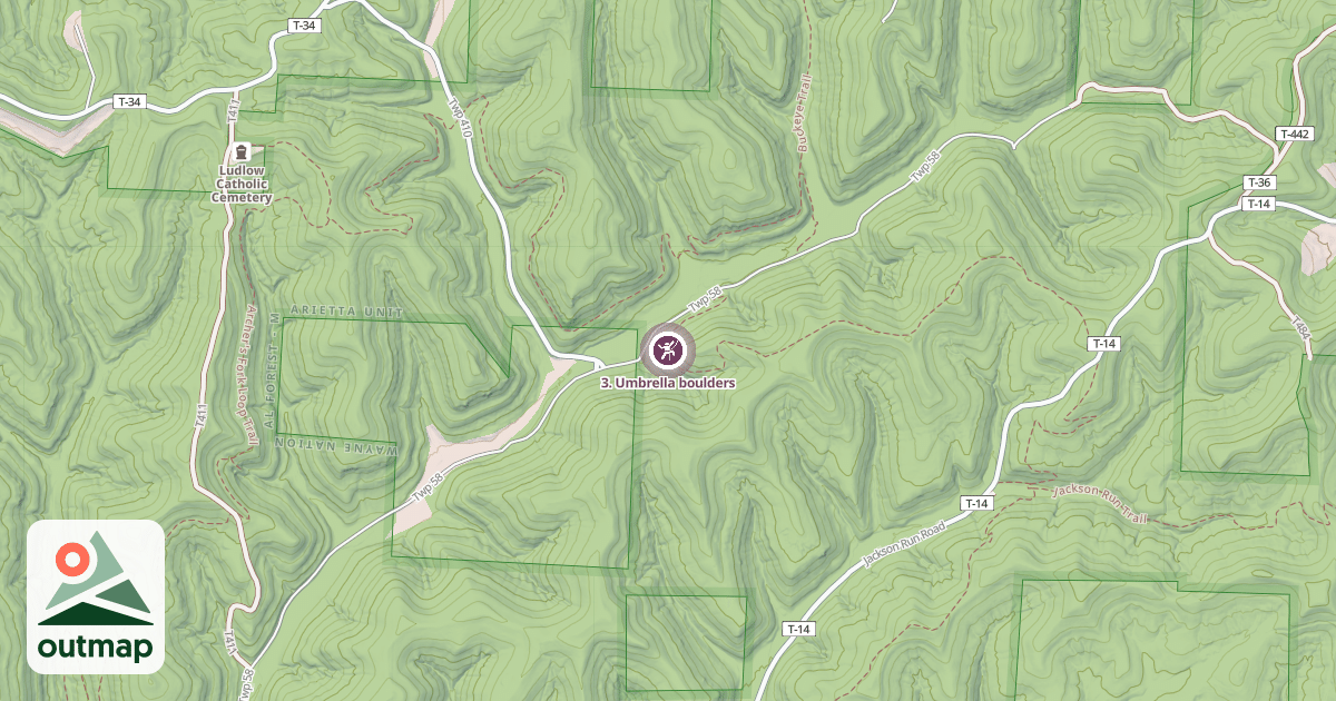 Map of 3. Umbrella boulders