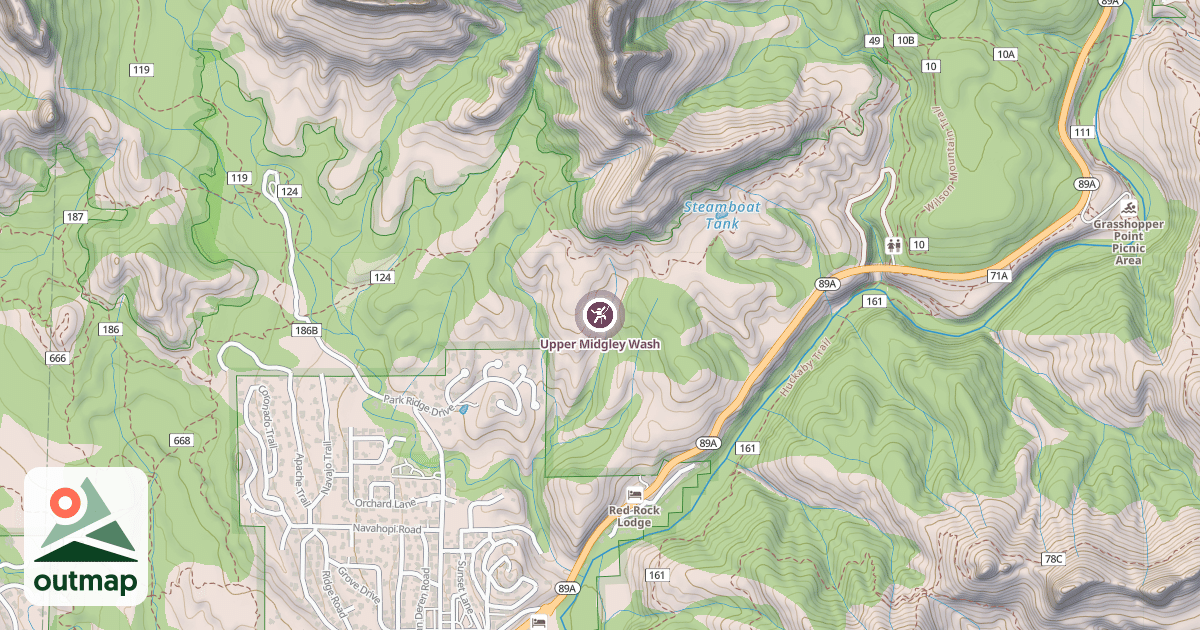 Map of Upper Midgley Wash