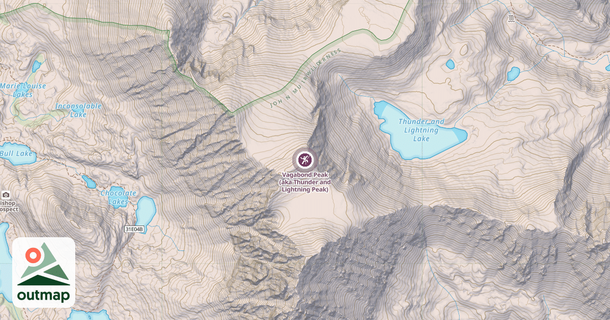 Map of Vagabond Peak (aka Thunder and Lightning Peak)
