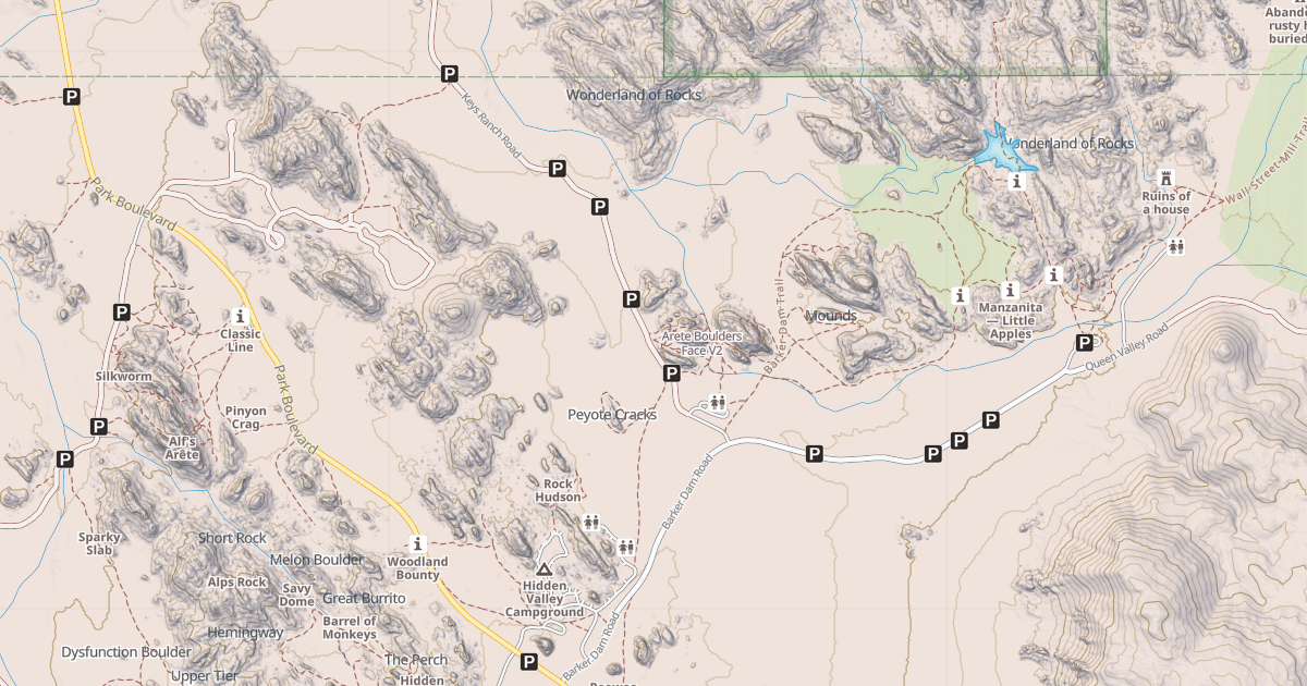 Map preview of Arete Boulders Face