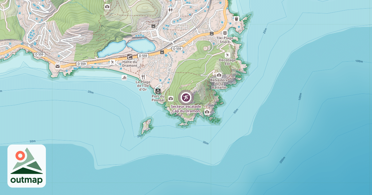 Map of Secteur escalade Cap du Dramon