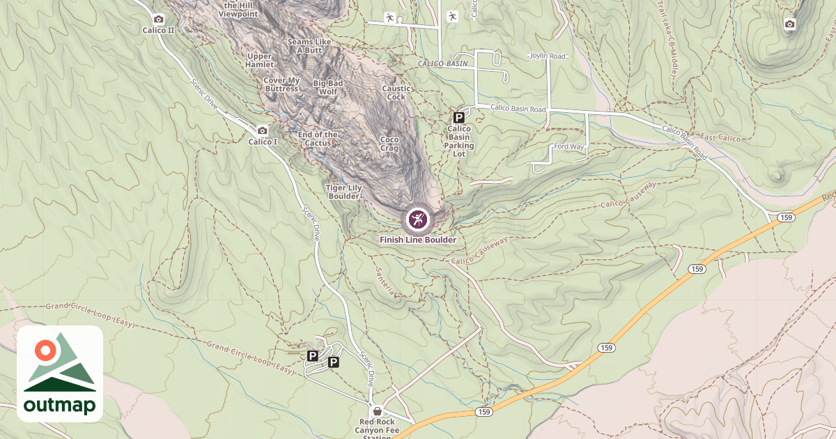 Map of Finish Line Boulder