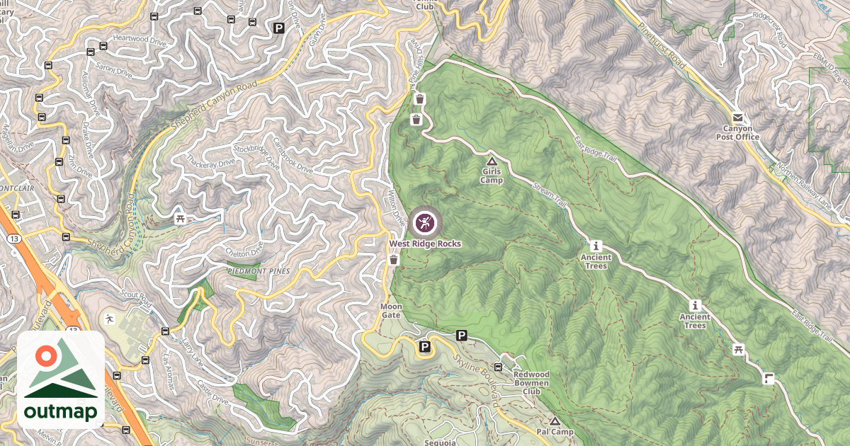 Map of West Ridge Rocks