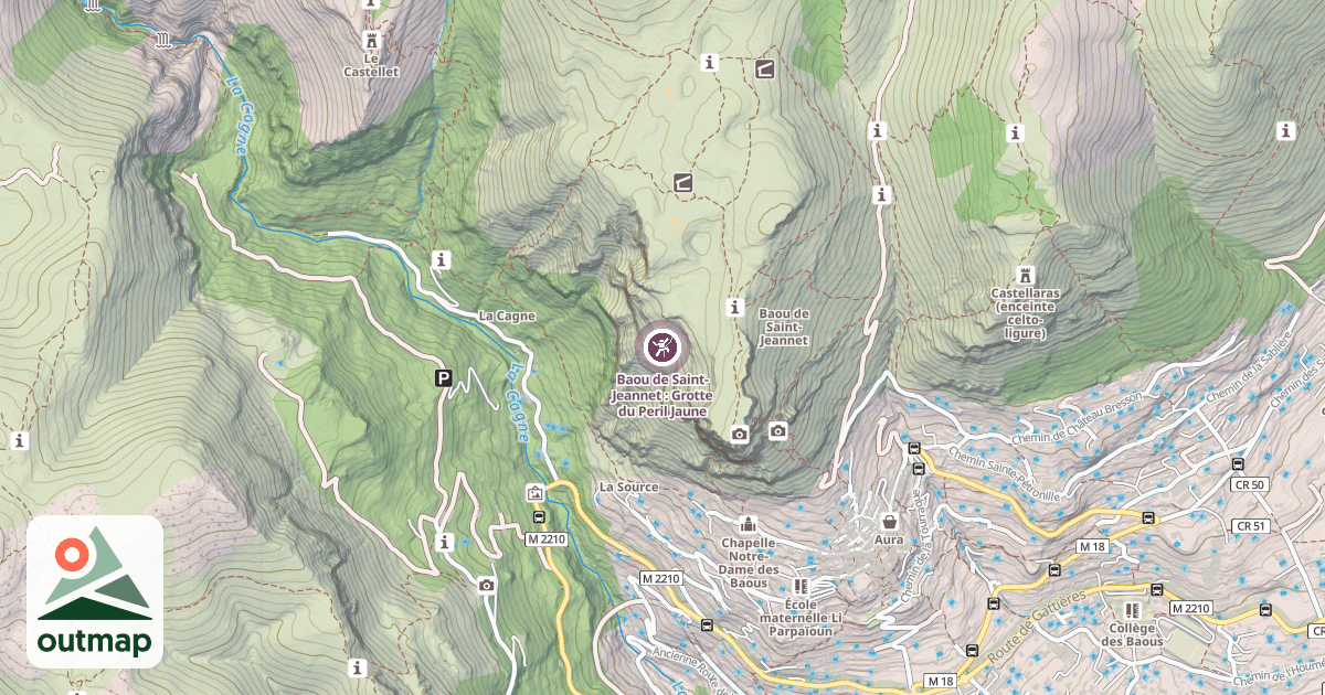 Map of Baou de Saint-Jeannet : Grotte du Peril Jaune
