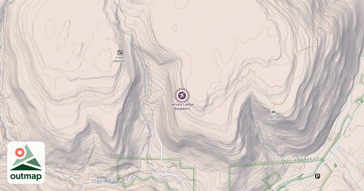 Map of Spruce Ledge Boulders