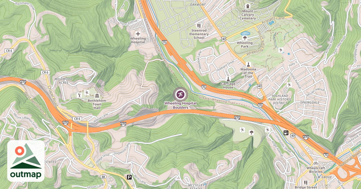 Map of Wheeling Hospital Boulders