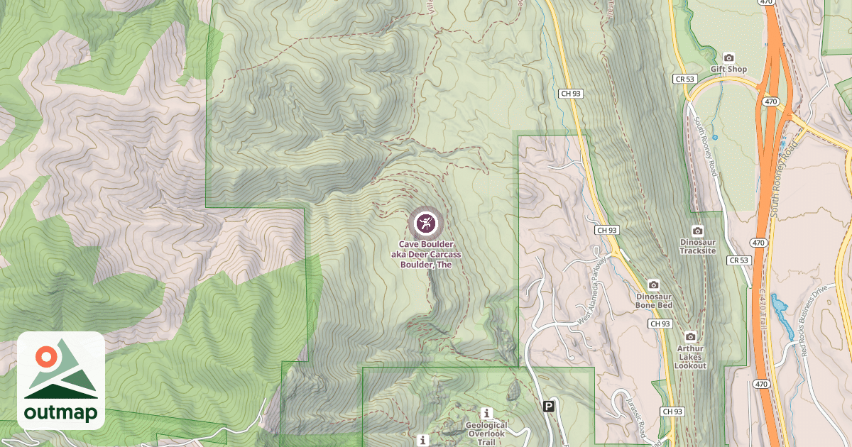 Map of Cave Boulder aka Deer Carcass Boulder, The