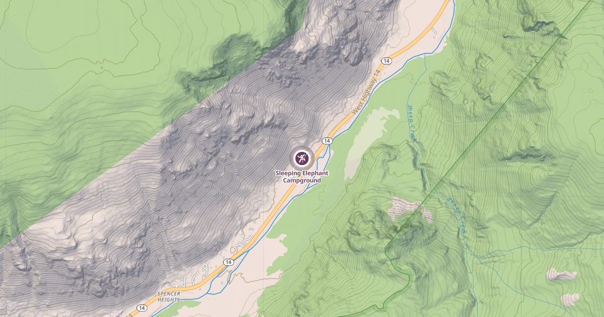 Map preview of Sleeping Elephant Campground