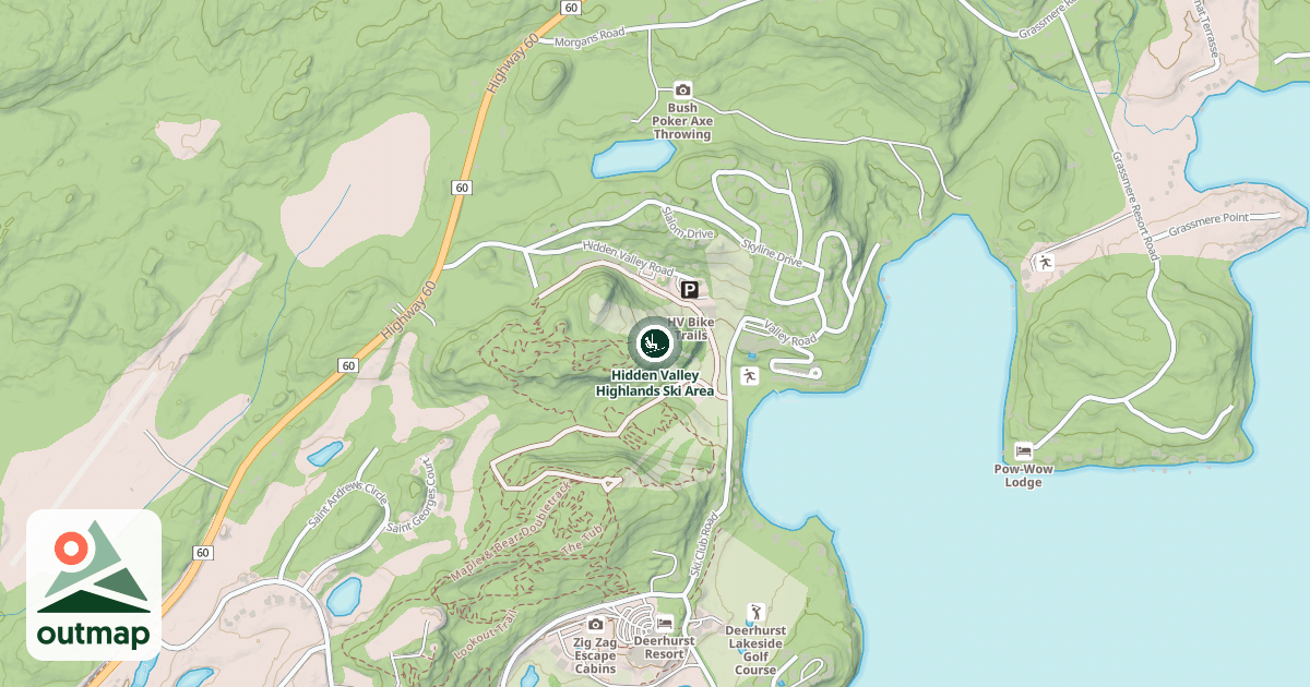 Map of Hidden Valley Highlands Ski Area