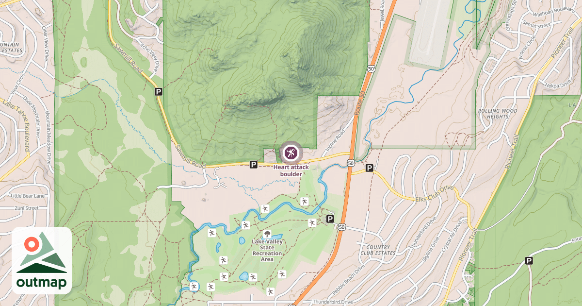 Map of Heart attack boulder