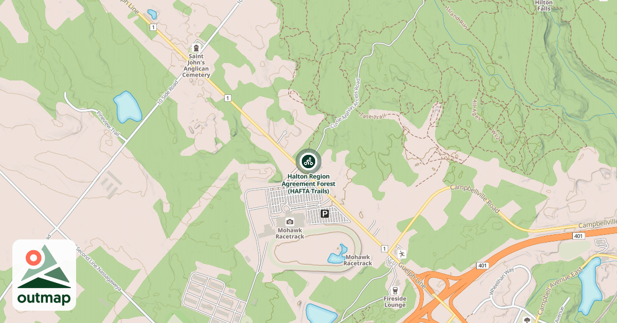 Map of Halton Region Agreement Forest (HAFTA Trails)