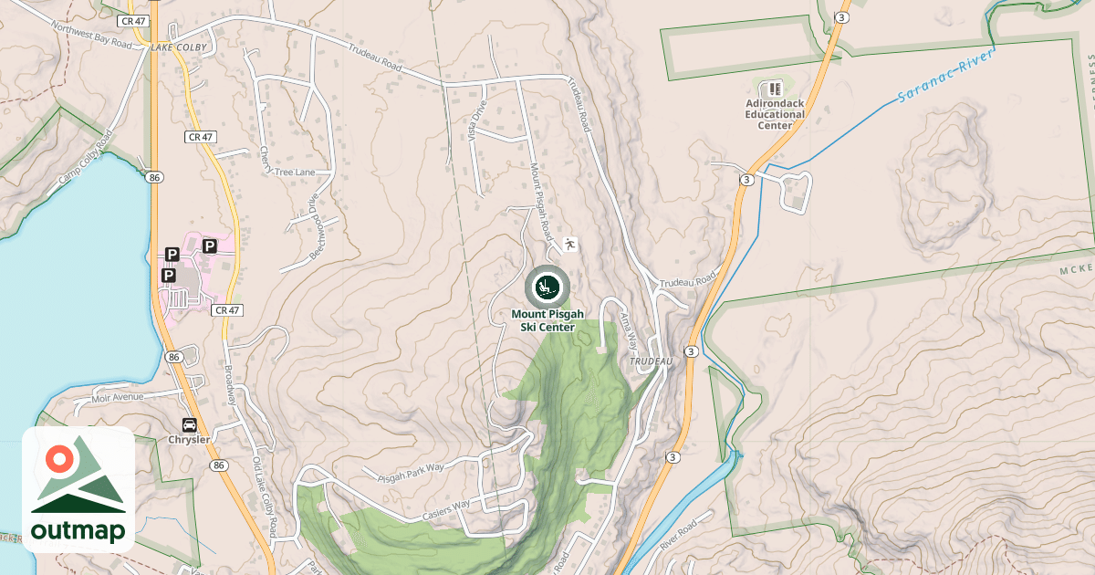 Map of Mount Pisgah Ski Center