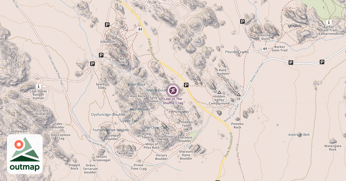 Map of Lost In The Shuffle Crag