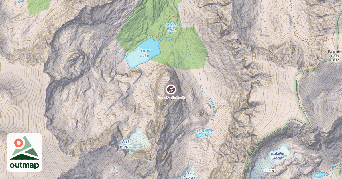 Map of Lone Eagle Peak