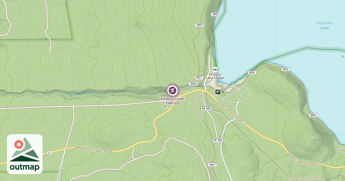 Map of Paulina Creek Falls Ice