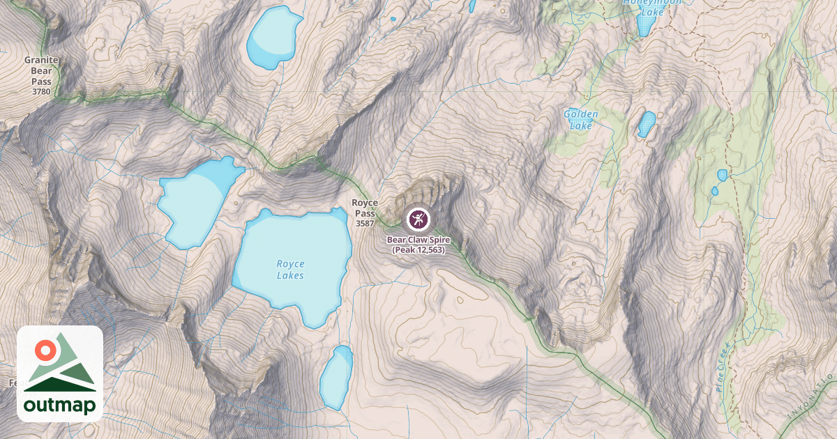 Map of Bear Claw Spire (Peak 12,563)