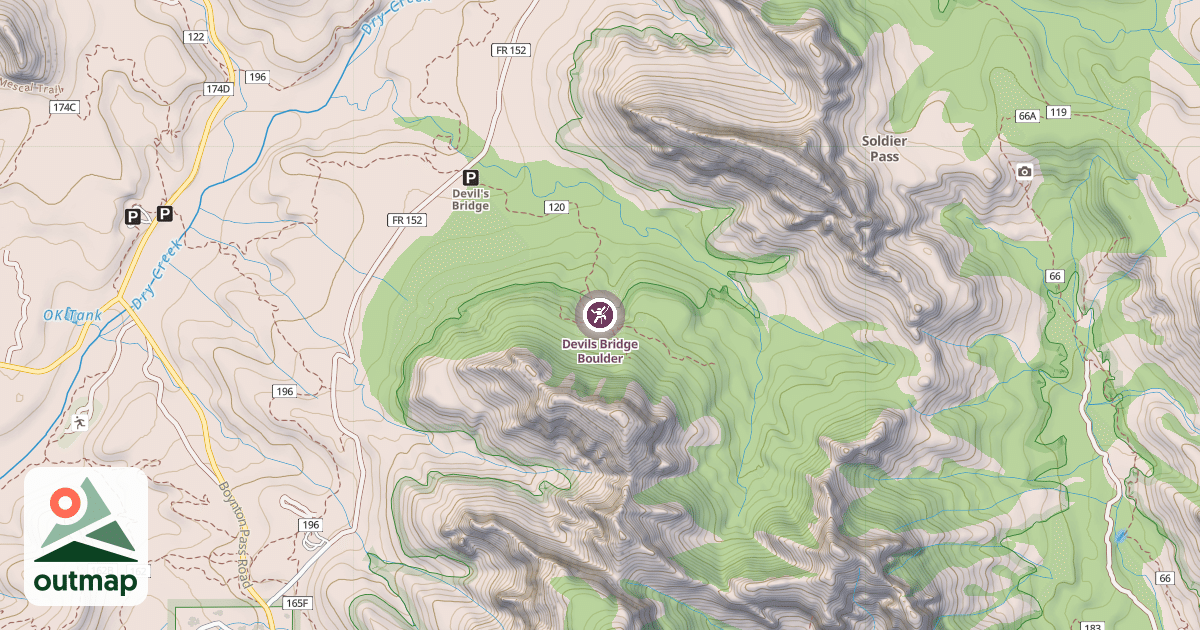 Map of Devils Bridge Boulder