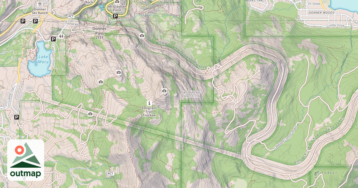 Map of East Buttress Direct