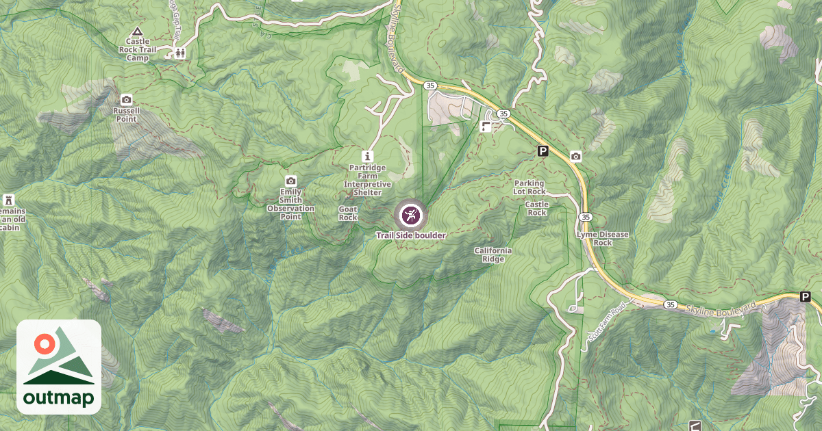 Map of Trail Side boulder