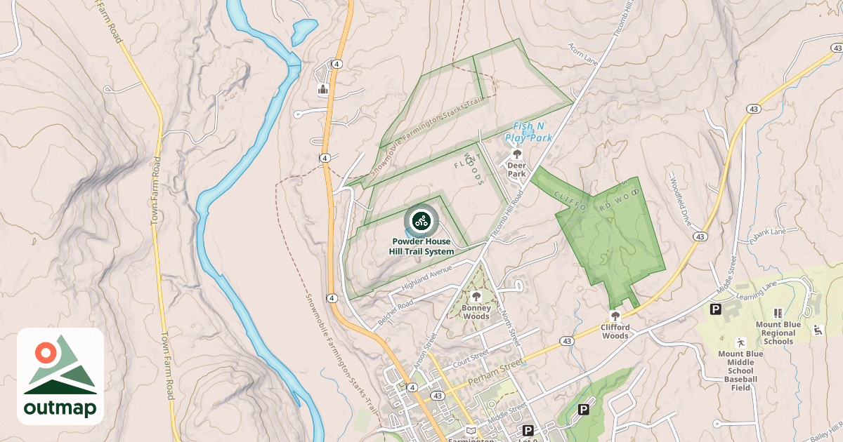Map of Powder House Hill Trail System