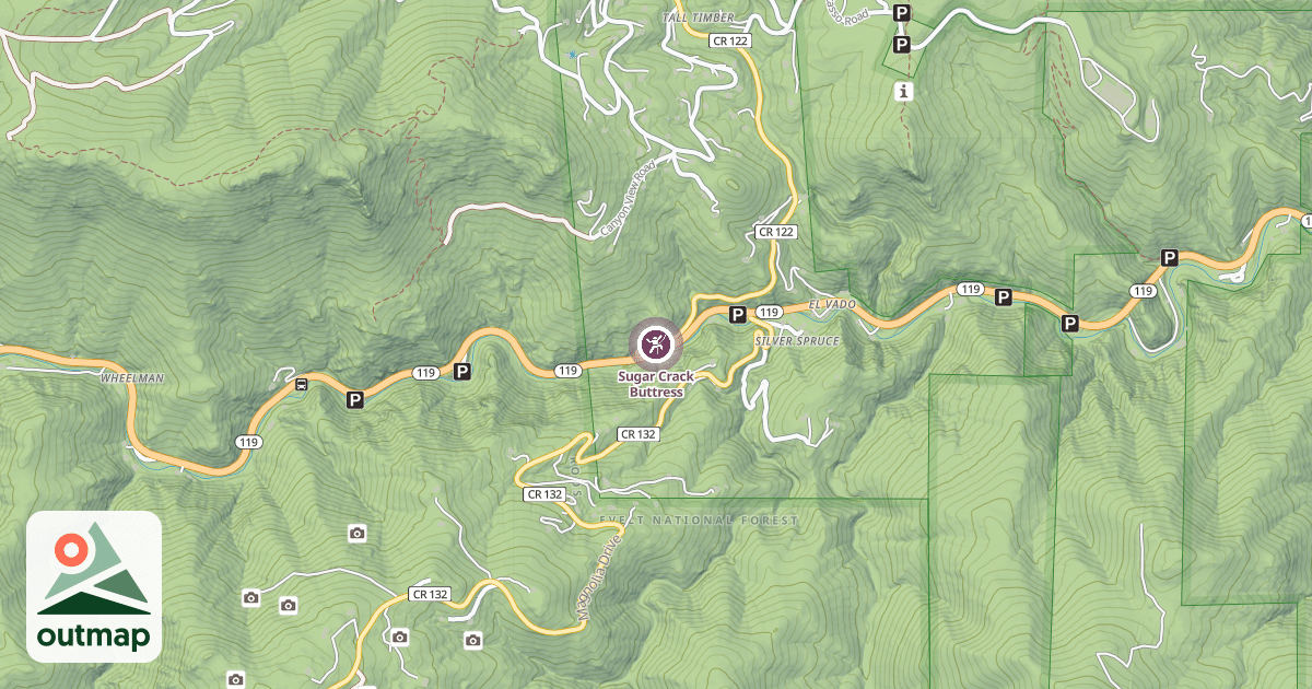 Map of Sugar Crack Buttress
