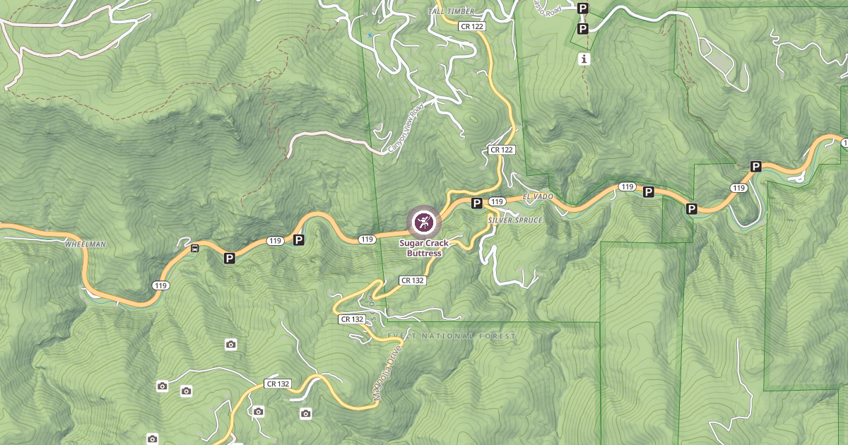 Map preview of Sugar Crack Buttress