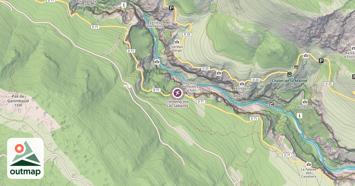 Map of Climbing site Les Sallières