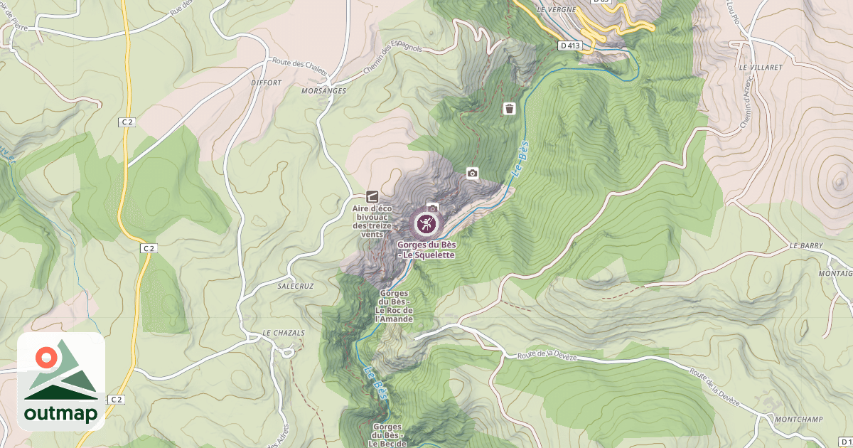 Map of Gorges du Bès - Le Squelette