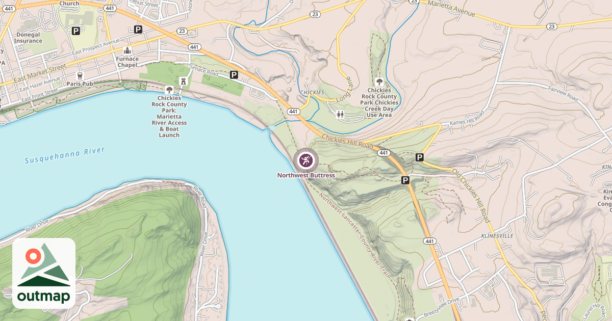 Map of Northwest Buttress