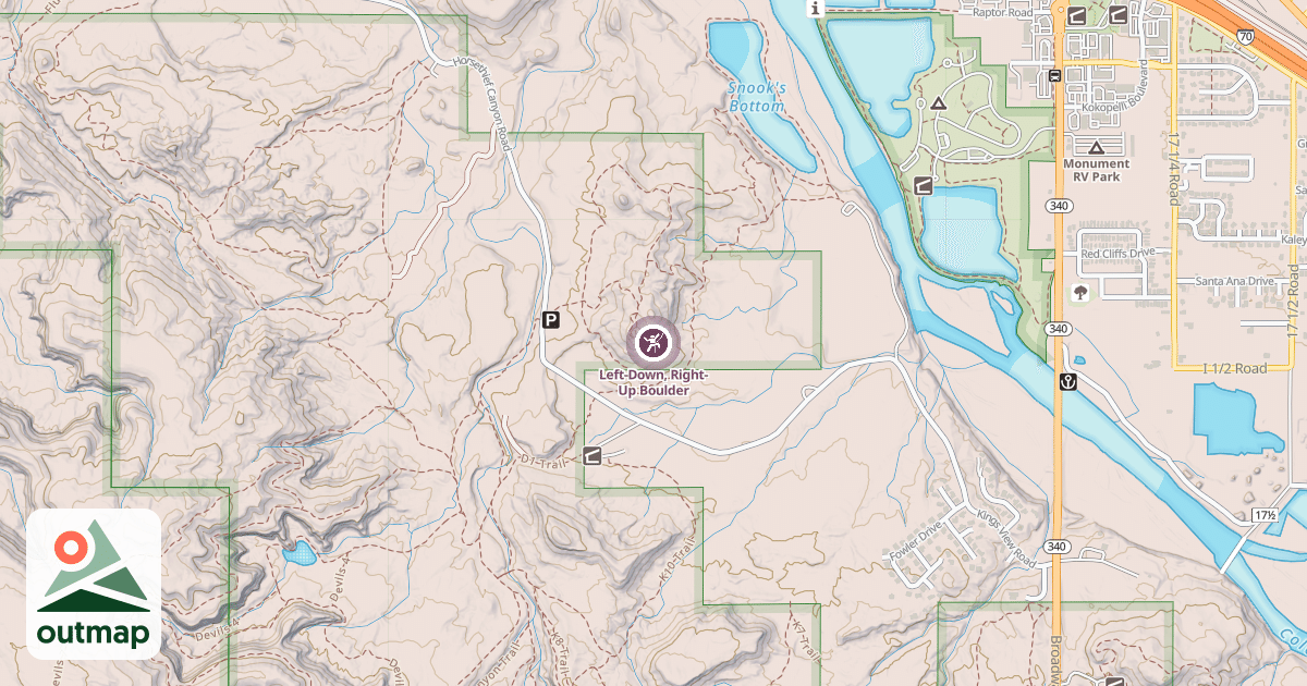 Map of Left-Down, Right-Up Boulder