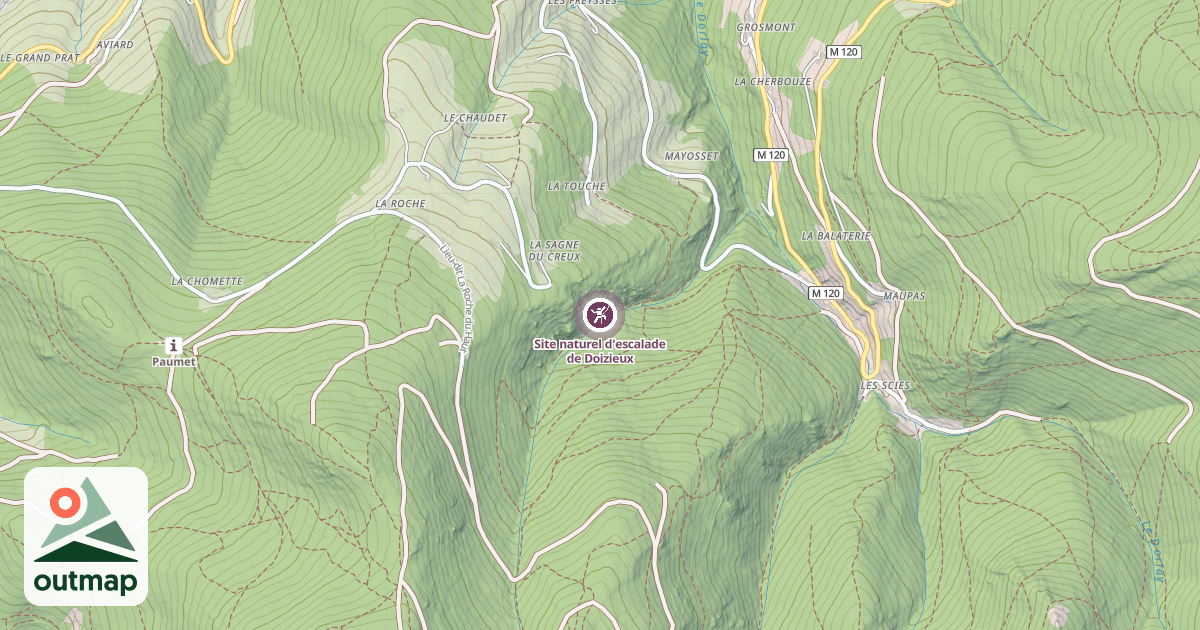 Map of Site naturel d'escalade de Doizieux