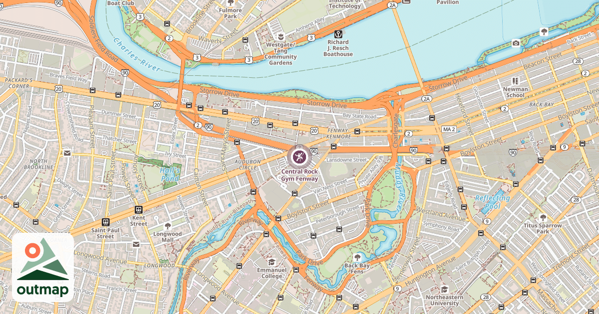Map of Central Rock Gym Fenway