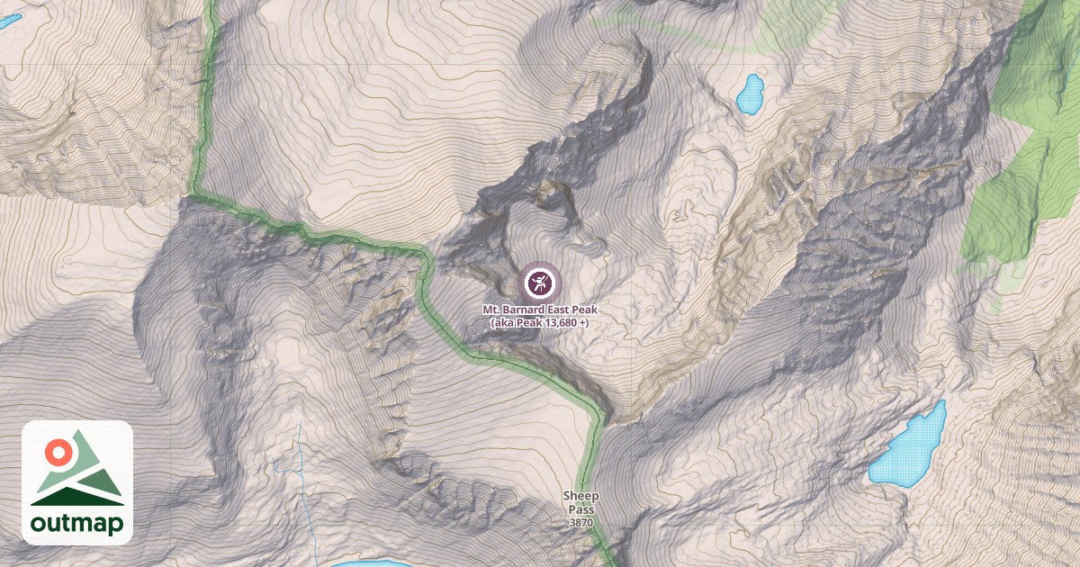 Map of Mt. Barnard East Peak (aka Peak 13,680 +)